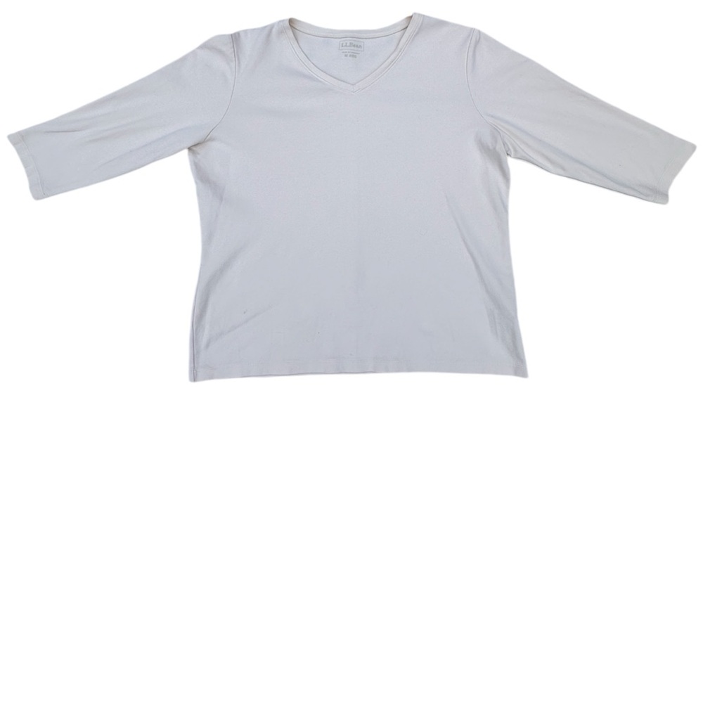 L.L. Bean Classic Cream V-Neck Top Size Medium